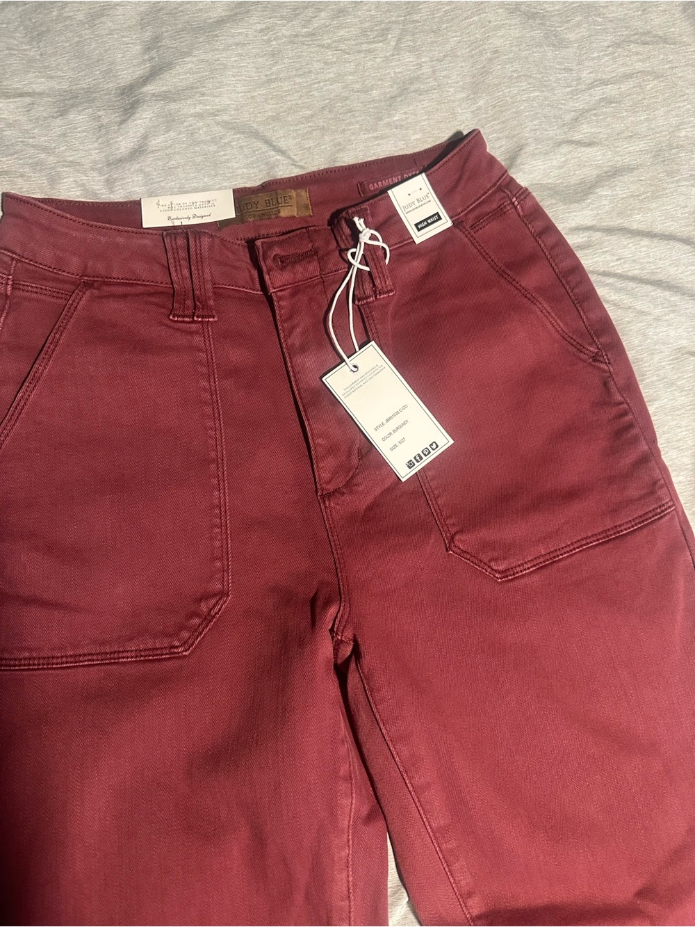 High-Rise Women's Jeans in Burgundy - Judy Blue Brand